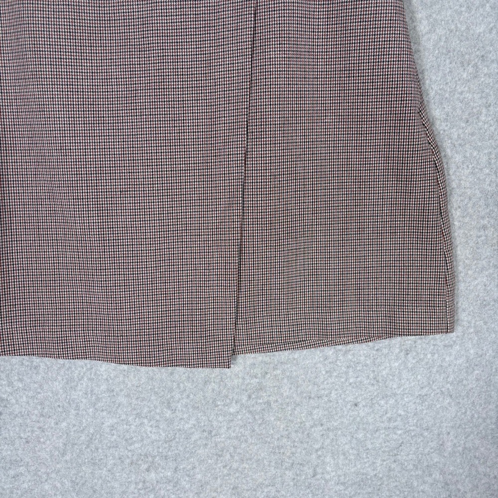 A New Day Mini Skirt Size 6 Brown Navy Houndstooth Plaid Faux Wrap Preppy School - Picture 3 of 12
